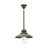 Loft stílusú, antikolt sárgaréz színű réz függeszték átlátszó üvegbúrával.