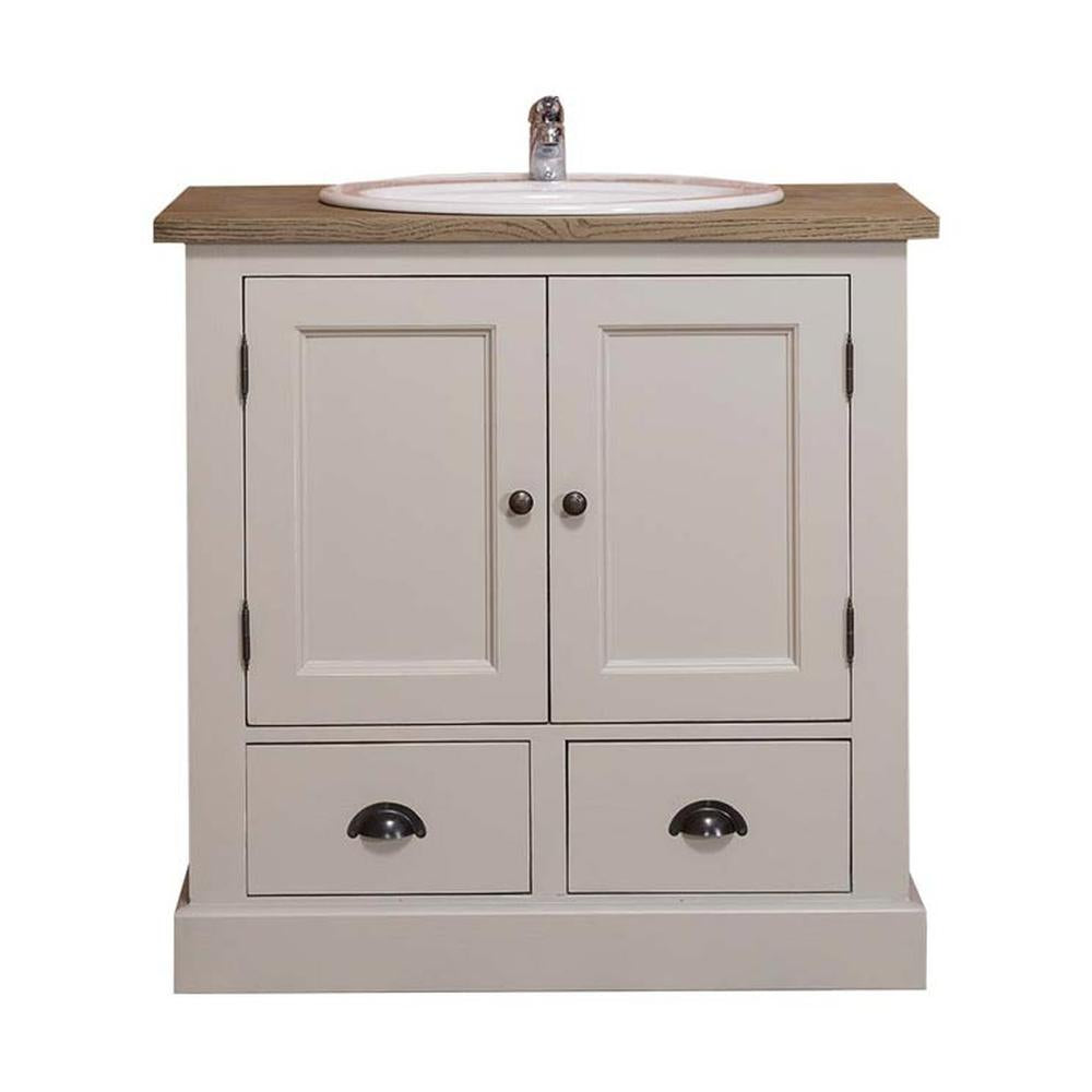 MAISON fenyőfa mosdószekrény tölgyfalappal 90 cm