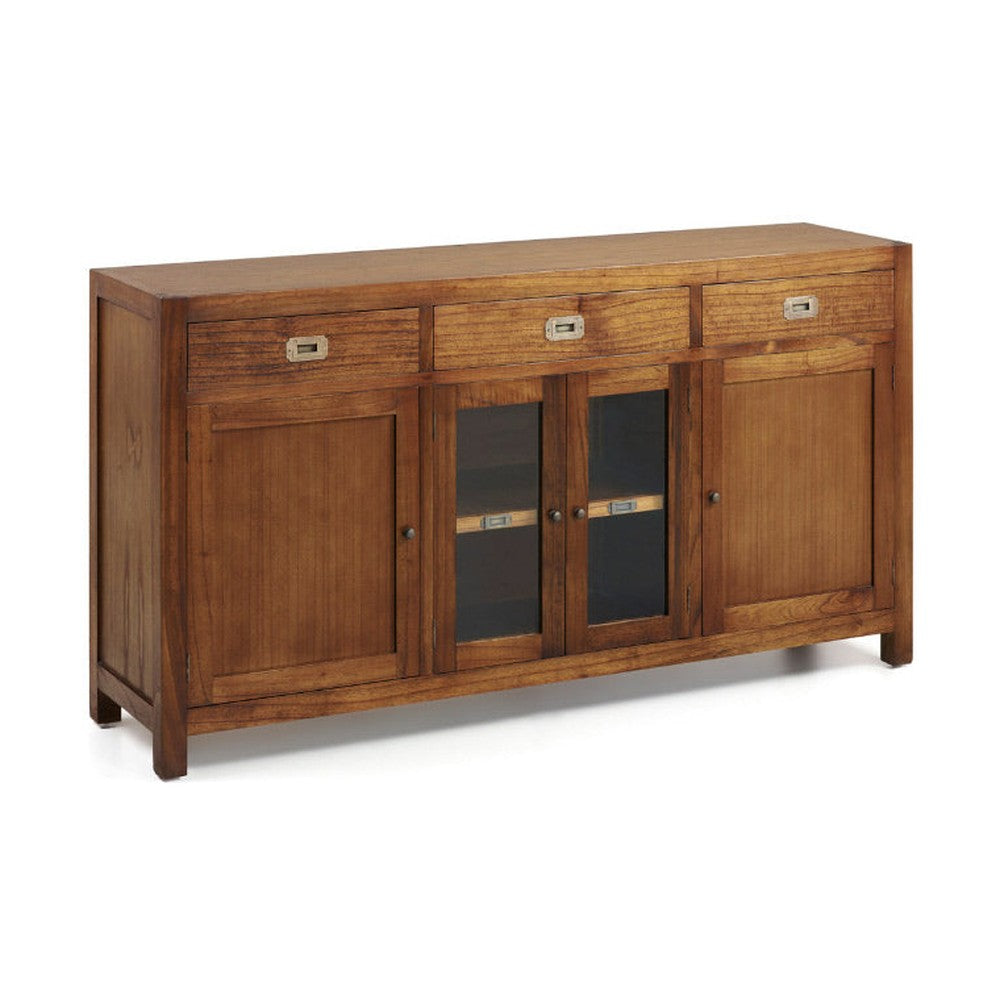 Nagy méretű, loft stílusú, mindifából készült modern formavilágú tálalószekrény.