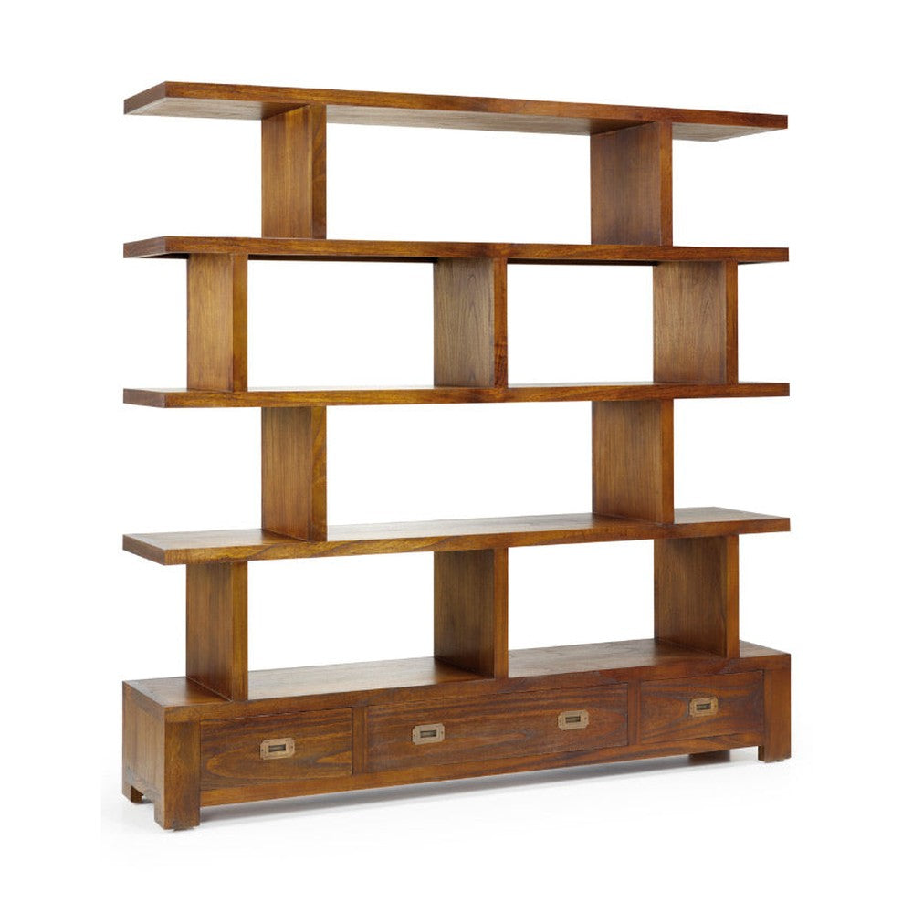 Loft stílusú, mindifából készült, impozáns méretű, kézműves könyvespolc.