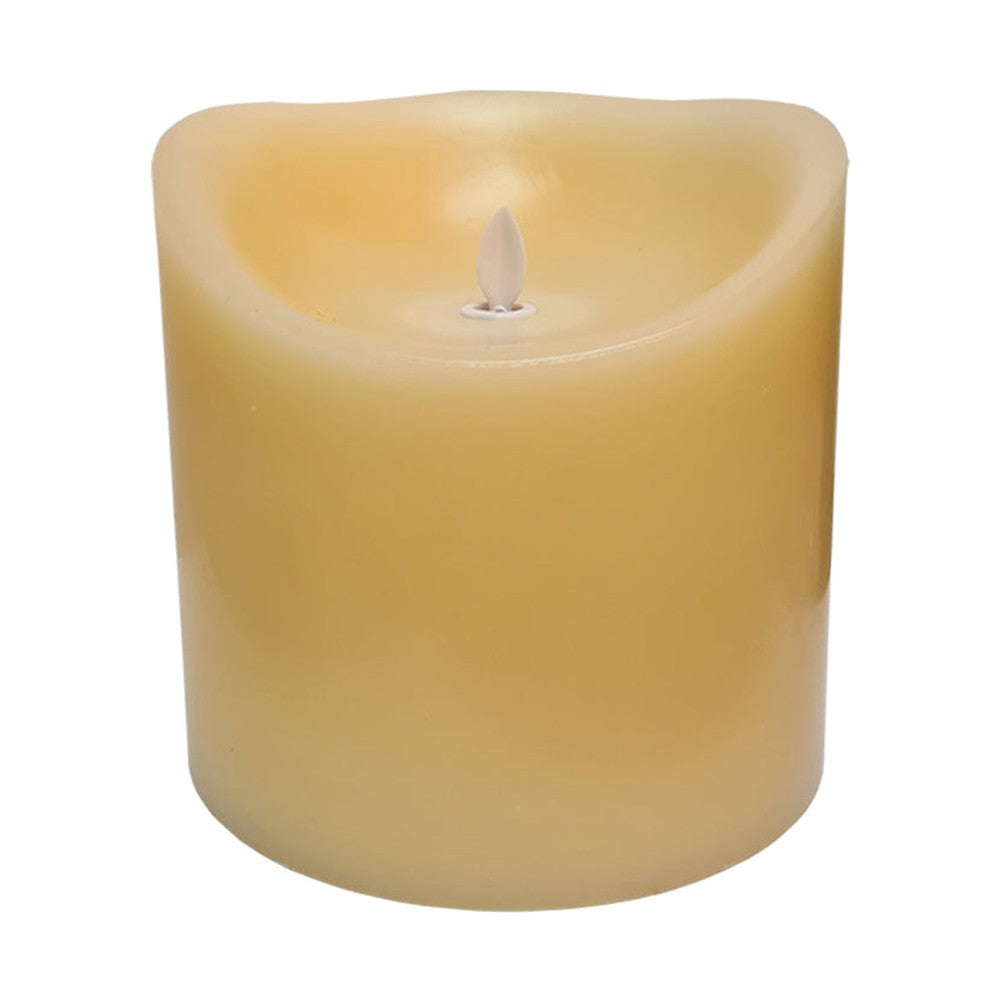 15 cm magas oszlopgyertya, távirányítható, pislákoló LED lánggal és valódi csontszínű viasztesttel.