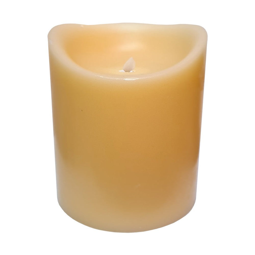 Óriás oszlopgyertya, távirányítható, pislákoló LED lánggal és valódi csontszínű viasztesttel.