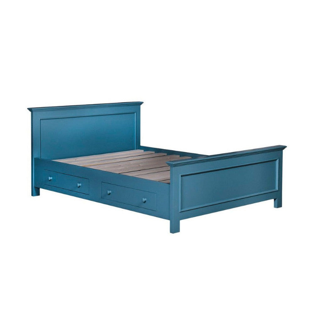 140 x 200 centiméteres, fenyőfából készült ágykeret. Festett, türkizkék színű.