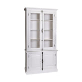 Fenyőfából készült vitrines könyvszekrény. Festett, fehér.