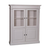 Fenyőfából készült vitrines könyvszekrény. Festett, törtfehér