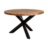 Kortárs stílusú, formatervezett, fenyőfa étkezőasztal egyedi formájú lábakkal. Asztallap színe natúr, lábak színe fekete.