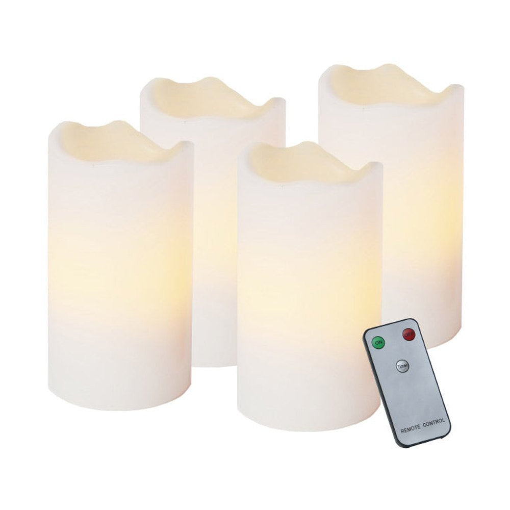 4 darabos, élethű megjelenésű, valódi viaszból készült távirányítható LED gyertya-szett.