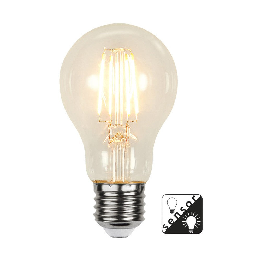 Fényérzékelős LED dekor izzó átlátszó üvegbúrával.