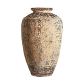 Óriás méretű, mediterrán stílusú, antikolt terrakotta színű, kézműves kerámia váza.