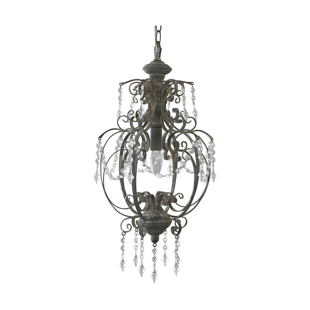 Vintage stílusú vidéki rusztikus hangulatú antikolt, patinás felületű fém kézműves függeszték lámpa csillár