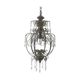 Vintage stílusú vidéki rusztikus hangulatú antikolt, patinás felületű fém kézműves függeszték lámpa csillár