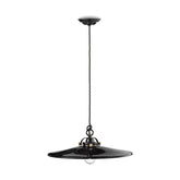 Vidéki stílusú, mázas fémből és mázas kerámiából készült, textilburkolatú vezetékkel kialakított, kézműves függeszték lámpa.