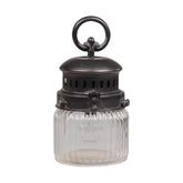 Vidéki, Country, Vintage stílusú barázdált üvegű dekor fémlámpa időzíthető LED izzóval