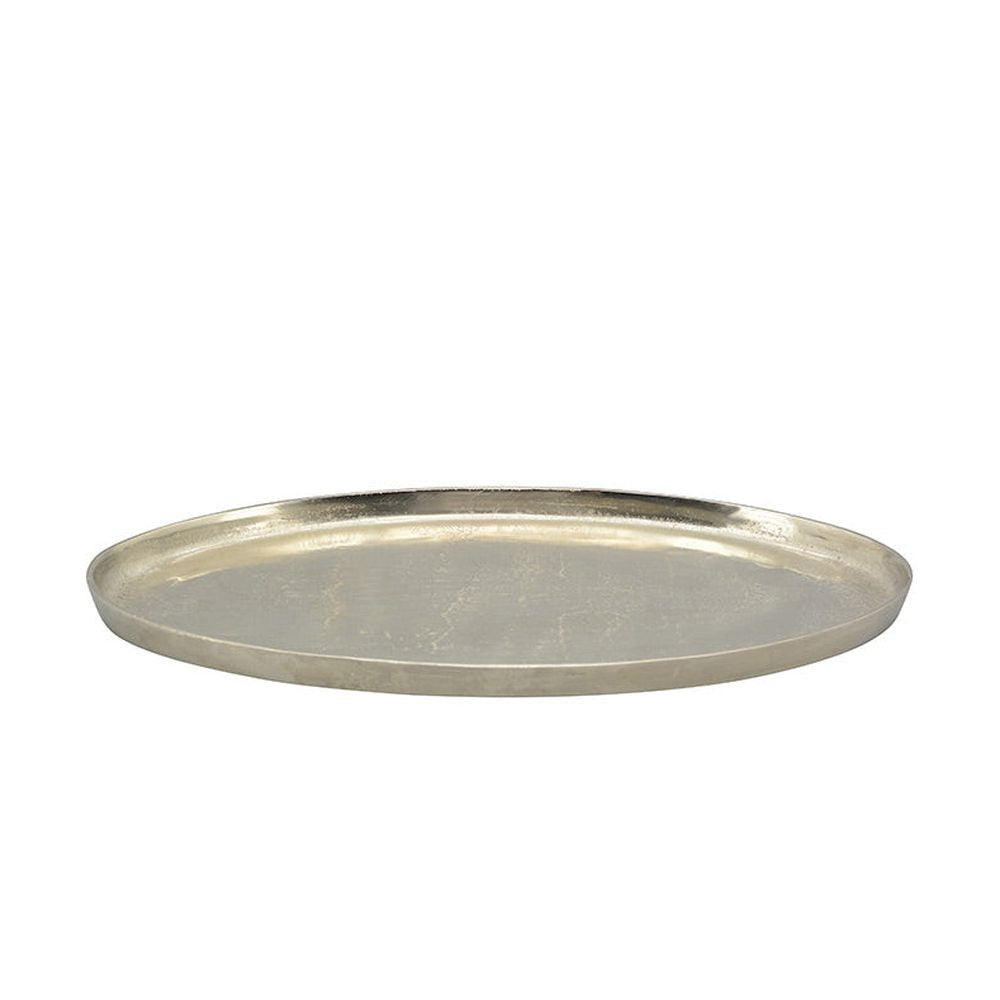 Prémium minőségű, 49 cm hosszú, ovális formájú, ezüst színű peremes fémtálca