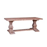 Gyarmati stílusú étkezőasztal két masszív oszloplábon.