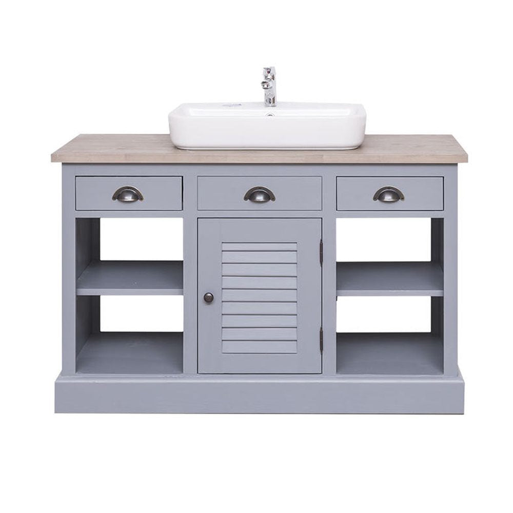 Fenyőfából készült polcos mosdószekrény 3 darab fiókkal