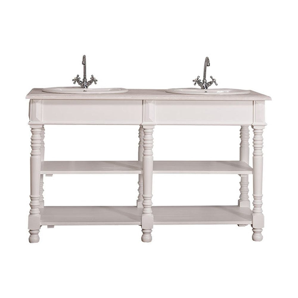 Fenyőfából készült mosdószekrény 2 darab hosszú polccal