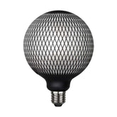 Graohic Diamond dekorációs izzó. Meleg fehér fényű LED dekorációs izzó, opálos üveggel és matt fekete színű grafikai mintával