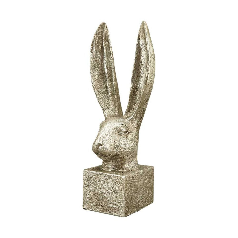 Glamour stílusú, 36 cm magas, ezüst színű húsvéti nyuszifej dísz