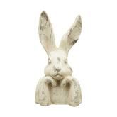 Vidéki vintage stílusú, patinás felületű, antik krém színű, 49 cm magas húsvéti nyuszi mellszobor