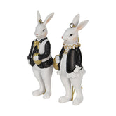 Fub Funky stílusú,, fekete és aranyszínű ruhájú, függeszthető kialakítású nyuszi pár.