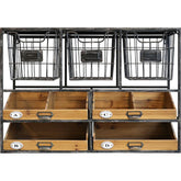 Ipari stílusú 4 fiókos és 3 tárolókosaras fali polc.