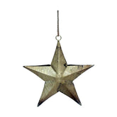 Dombormintával díszített, 16 cm magas, karácsonyi fém arany csillag