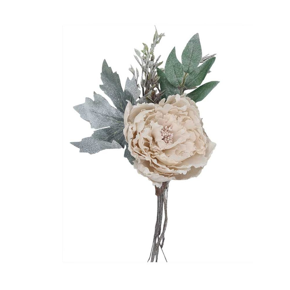 Deres felületű, 20 cm hosszú, mesterséges, barack színű ünnepi bazsarózsa pick