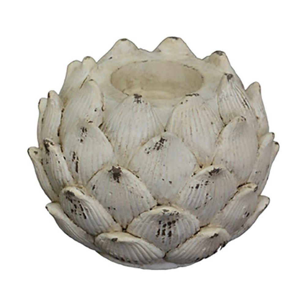 Antikolt, rusztikus megjelenésű virágkehely formájú kerámia mécsestartó.