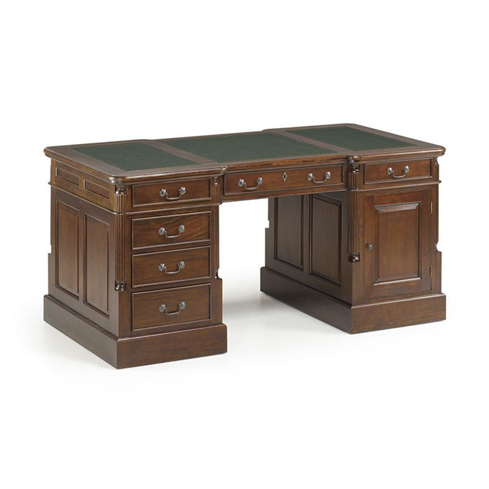 Tömör mahagónifából készült klasszikus koloniál stílusú kézműves íróasztal