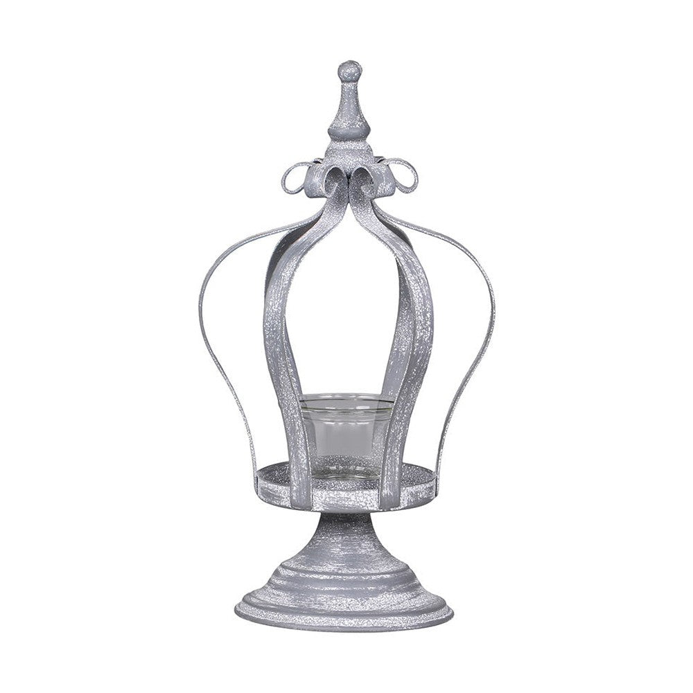 Vintage stílusú , antikolt fém koronás mécsestartó, gyertyatartó