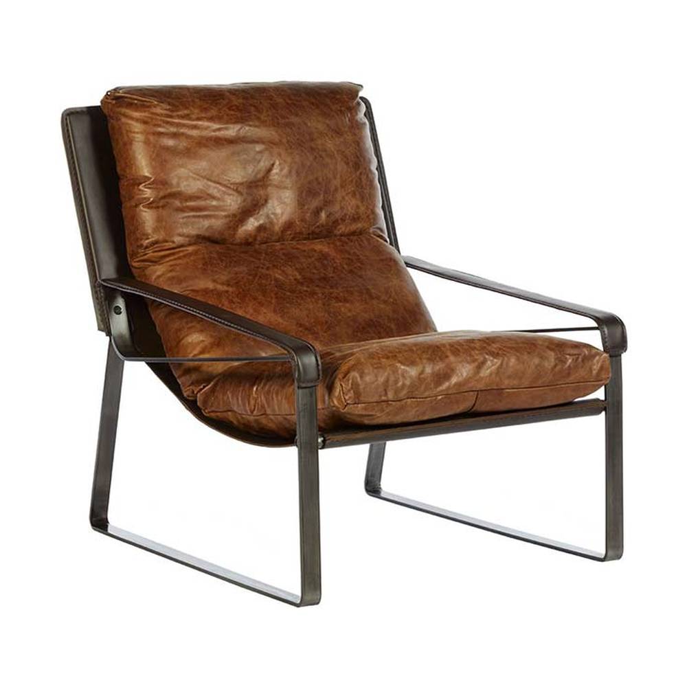 HOXTON dohánybarna relaxációs pihenő bőr fotel