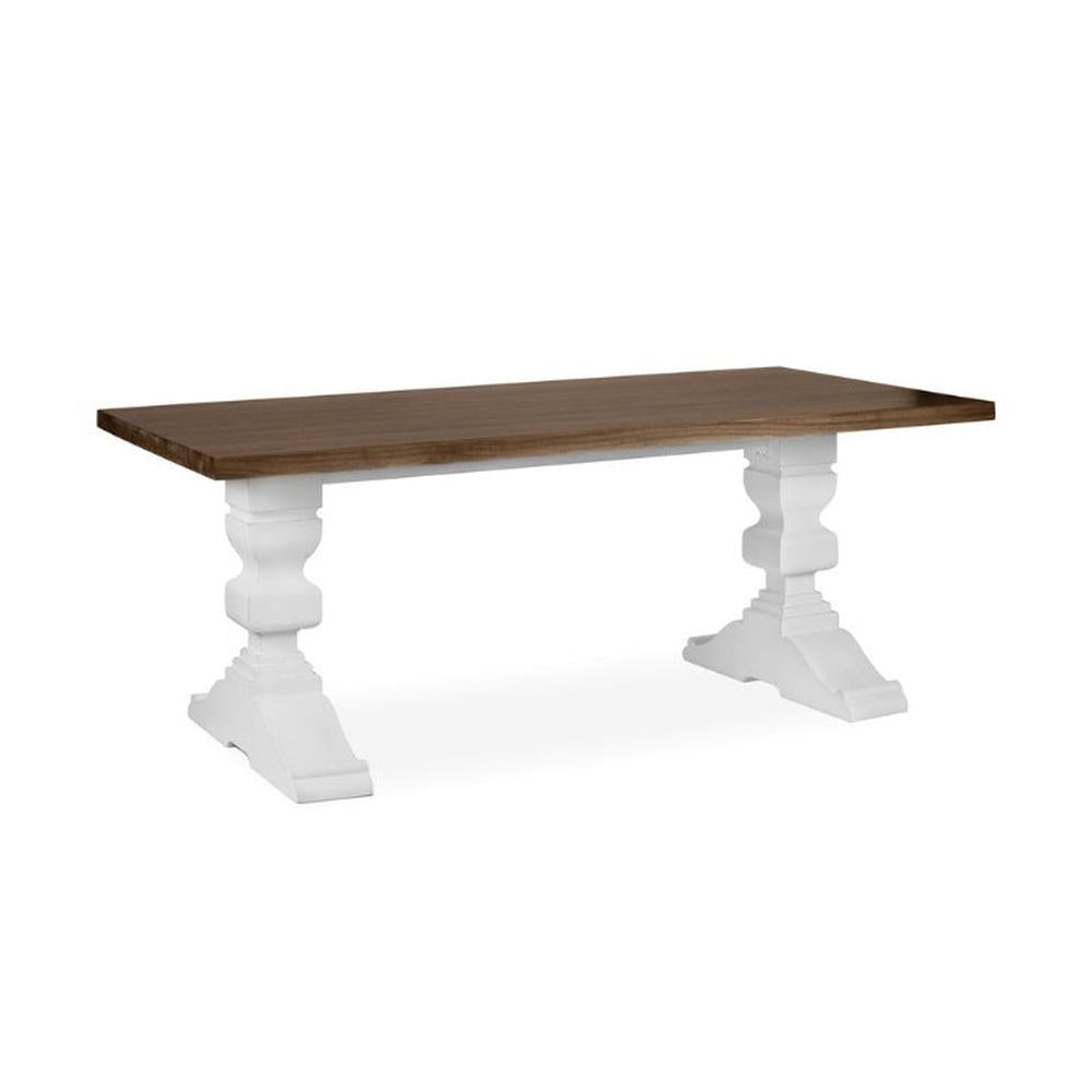 Tömör mindifából készült, modern-vidéki stílusú, 200 cm hosszú, kézműves étkezőasztal.