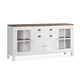 Tömör mindifából készült, modern-vidéki stílusú, kézműves vitrines tálaló.