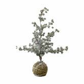 Prémium minőségű, 115 cm magas, deres hatású, mesterséges dekorációs mű japán fenyőfa mohalabdában