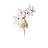 Mű mikulásvirág ág, fényes pezsgőszínű szárral és levelekkel, krém színárnyalatú virágfejekkel.