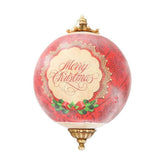 Vintage stílusú,, Merry Christmas felirattal díszített, nagyméretű függeszthető karácsonyi gömb dísz.