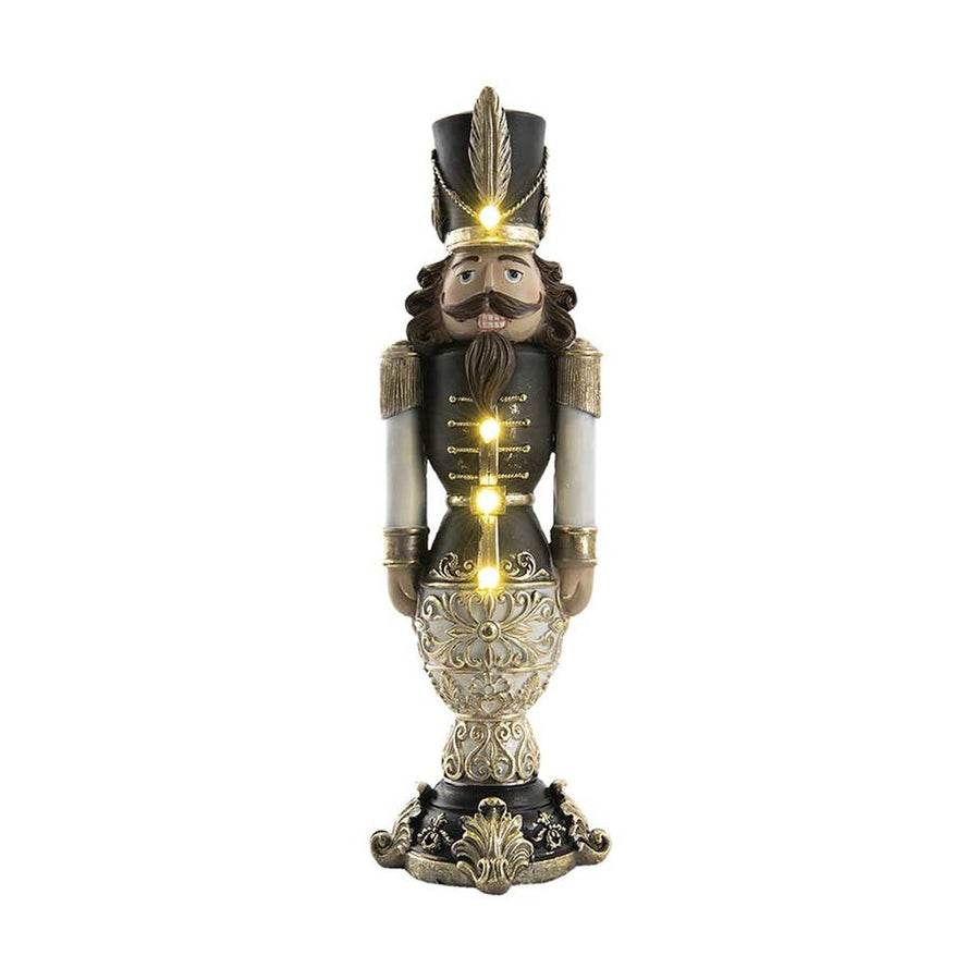 LED-es karácsonyi diótörő katona 58 cm fekete-krém "Nutcracker"