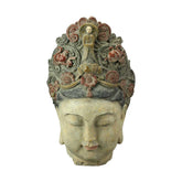 Oriental stílusú, kézzel készét, antikolt felületű buddha fej szobor