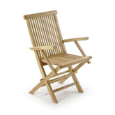 Prémium minőségű, mediterrán stílusú, összecsukható kézműves kerti teakfa karosszék