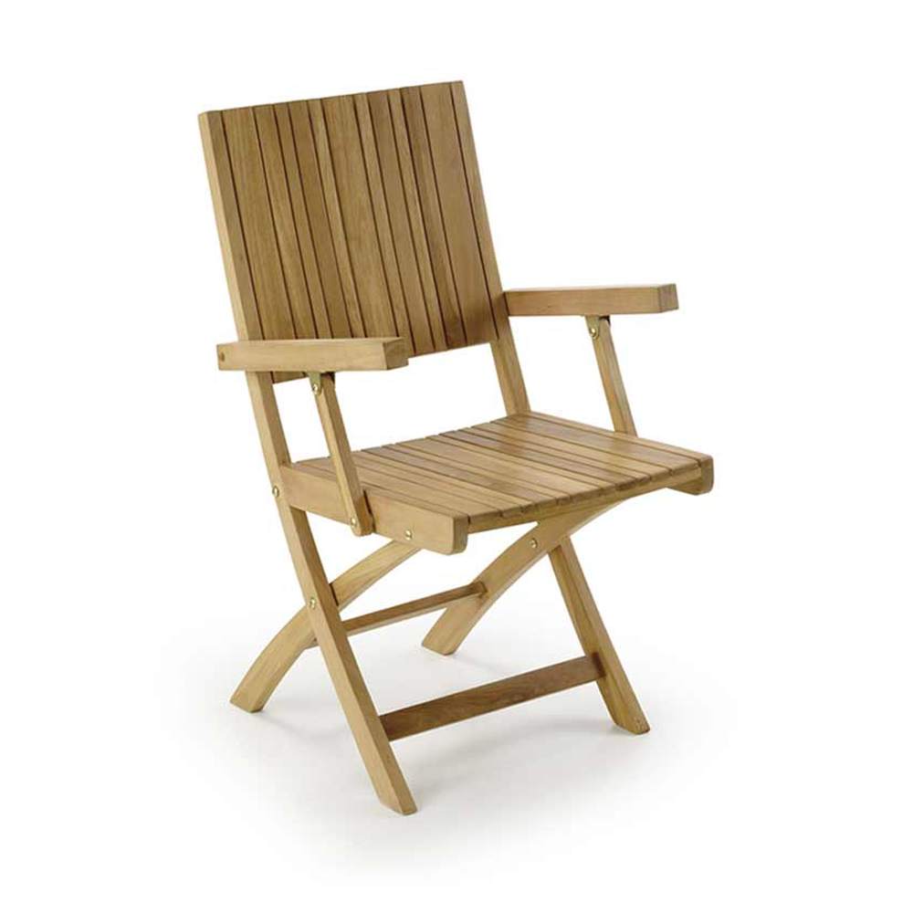 Prémium minőségű, mediterrán stílusú, összecsukható kézműves kerti teakfa karosszék