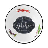 Fekete szegélyű fehér porcelán tálka, vintage kitchen felirattal a kitchen basics kollekcióból