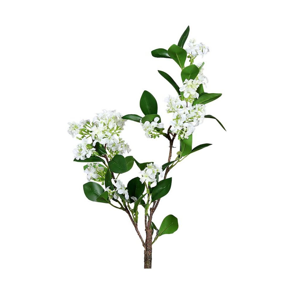 64 cm magas, élethű, krém színű, virágzó mű cserje ág