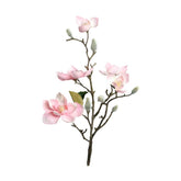 Élethű, rózsaszín színű, virágzó magnólia művirág nyílt és rügyező virágokkal.