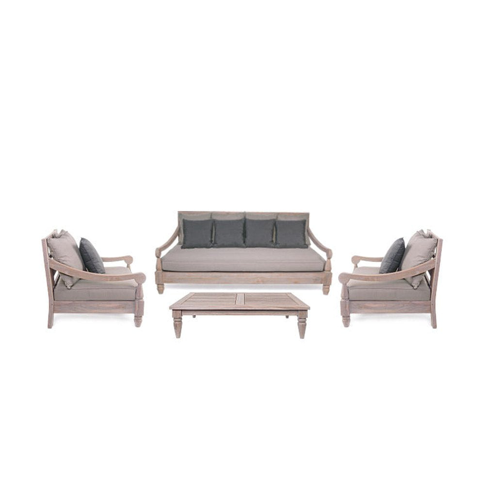 Négyrészes prémium homokfúvott teakfa kerti garnitúra "Bali"