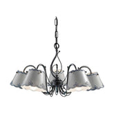 Mázas kerámiából és fémből készült, 5 karú kézműves csillár.