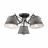 Mázas kerámiából és fémből készült, kézműves mennyezeti lámpa.