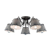 Mázas kerámiából és fémből készült, kézműves mennyezeti lámpa.