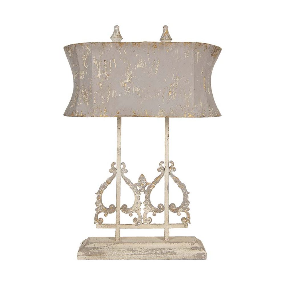 Prémium kategóriás, Shabby Chic stílusú, nagyméretű 74 cm magas, patinás asztali lámpa