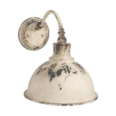 Ipari formavilágú, Shabby Chic stílusú, 43 cm hosszú, krém színű, antikolt felületű, falilámpa